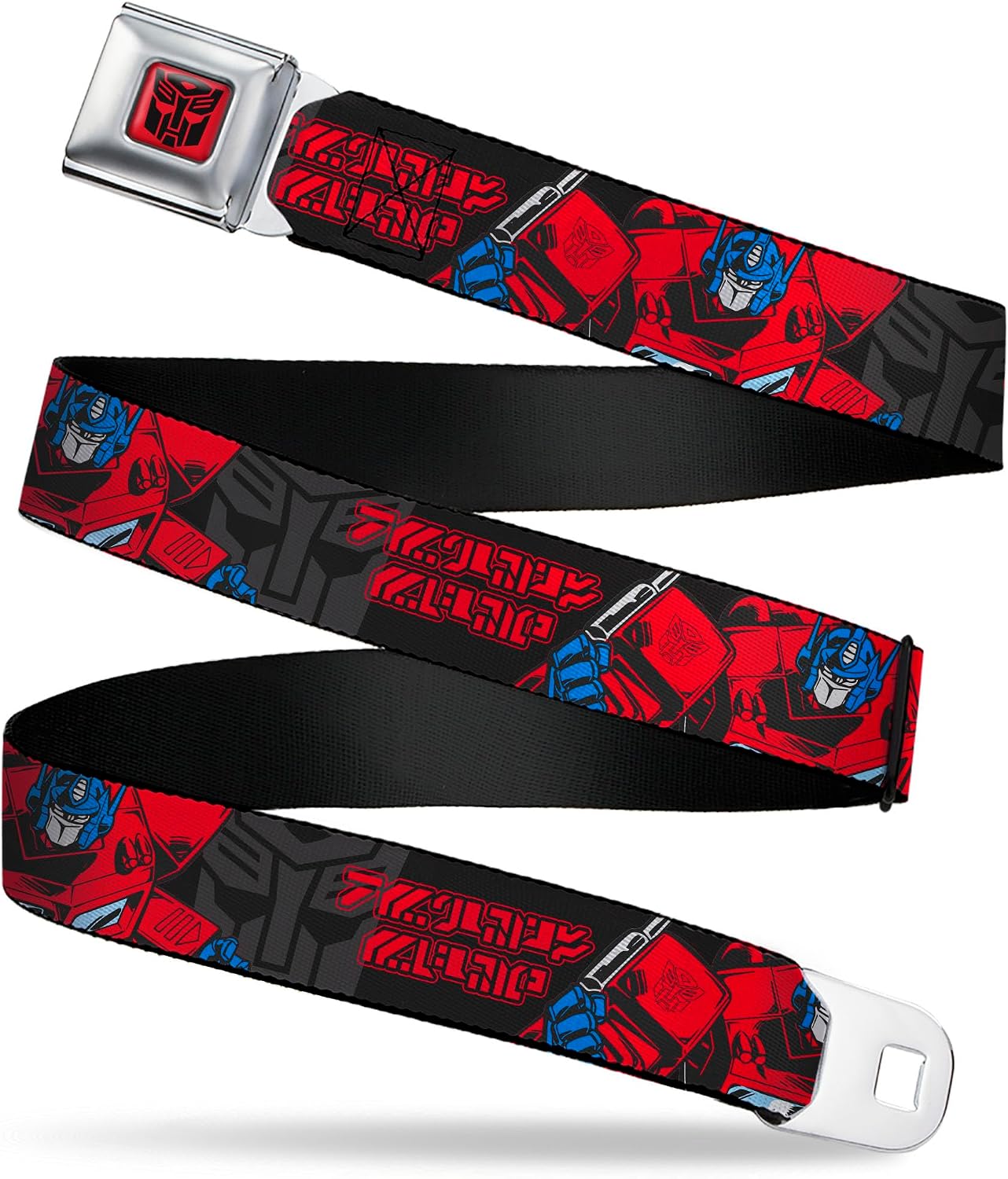 Hasbro Belt, Seatbelt Buckle Belt, Transformers Generations Optimus Prime and Autobot Icon Black, Adjustable