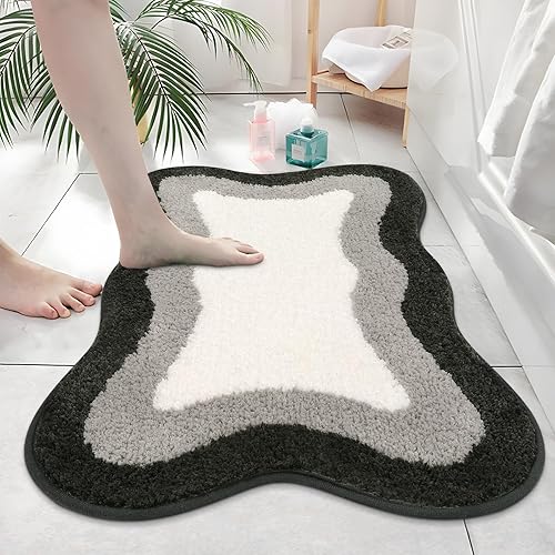 Miniatura 33 de HAOCOO Alfombras de baño naranja antideslizantes lavables, alfombra de baño de felpa suave de forma irregular antideslizante, alfombra de microfibra
