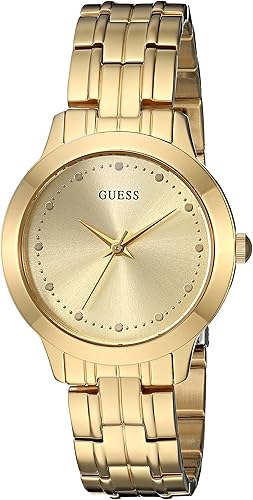 Guess - Reloj clásico de 30 mm (1.18 pulgadas), Guess - Reloj de pulsera para mujer (acero inoxidable, pulido, pequeño), talla única , Tono dorado