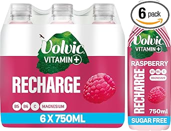 Volvic Vitamin + Raspberry Recharge- Vitamin Flavoured Water Sugar Free 6x750ml