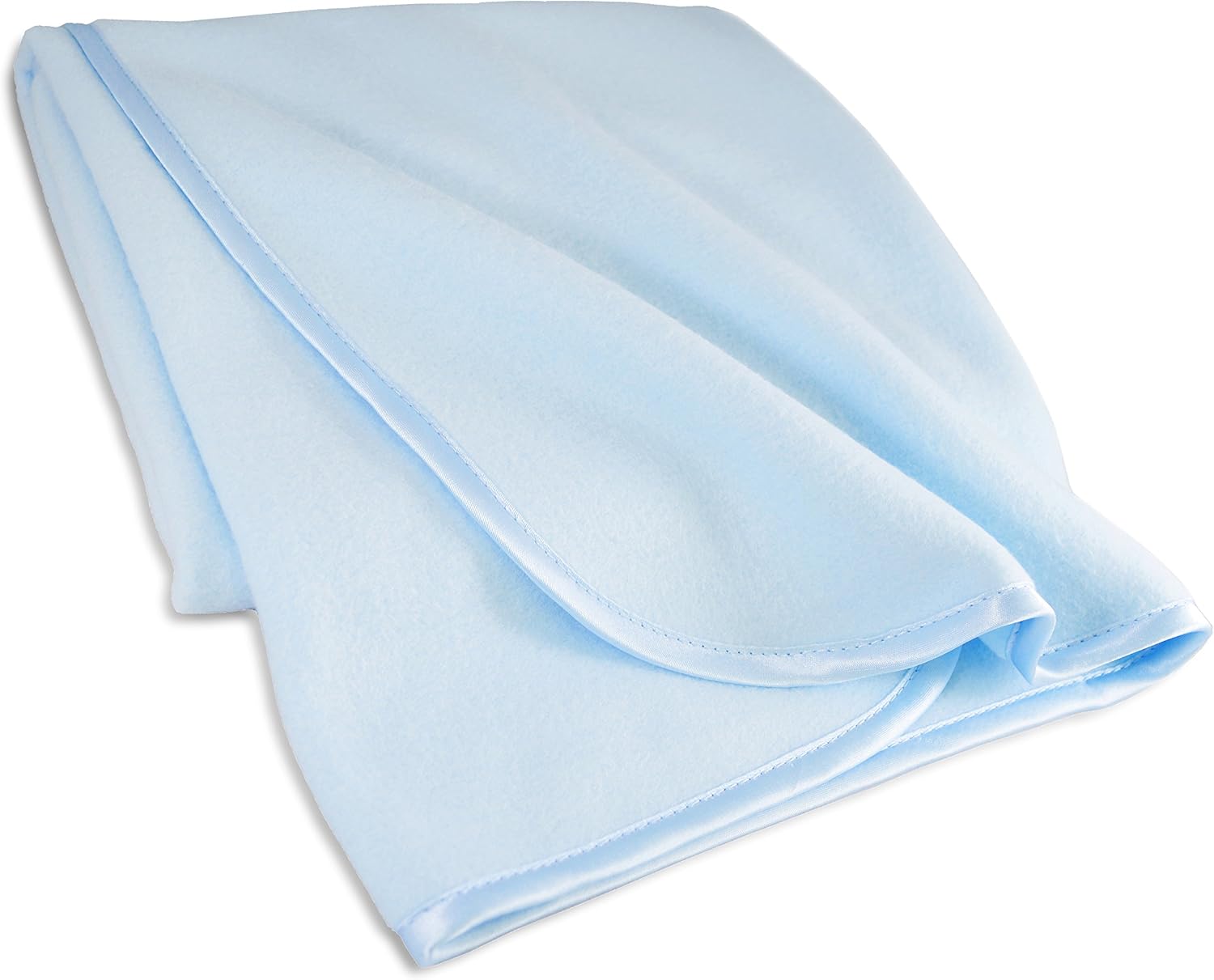 American Baby Company Fleece Blanket with Silk-Like Satin Trim, Soft, Warm & Cozy, Blue, 30" x 30" for Boys and Girls, Perfect for Baby Carrier, Stroller, Travel and Gifting (Pack of 2) image 2