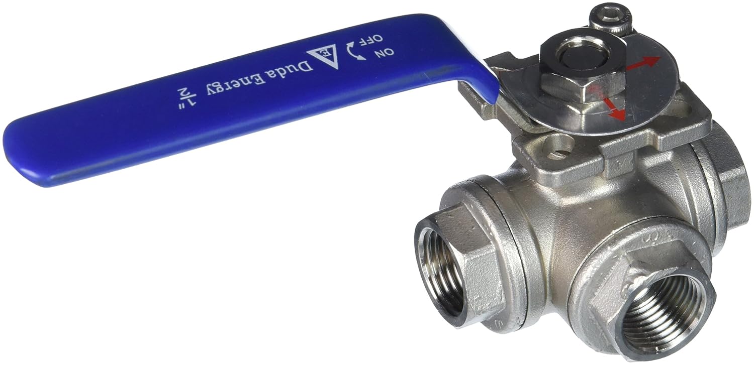 Duda Energy 3WBVWOG200F050L LType Ball Valve, 304 Stainless Steel