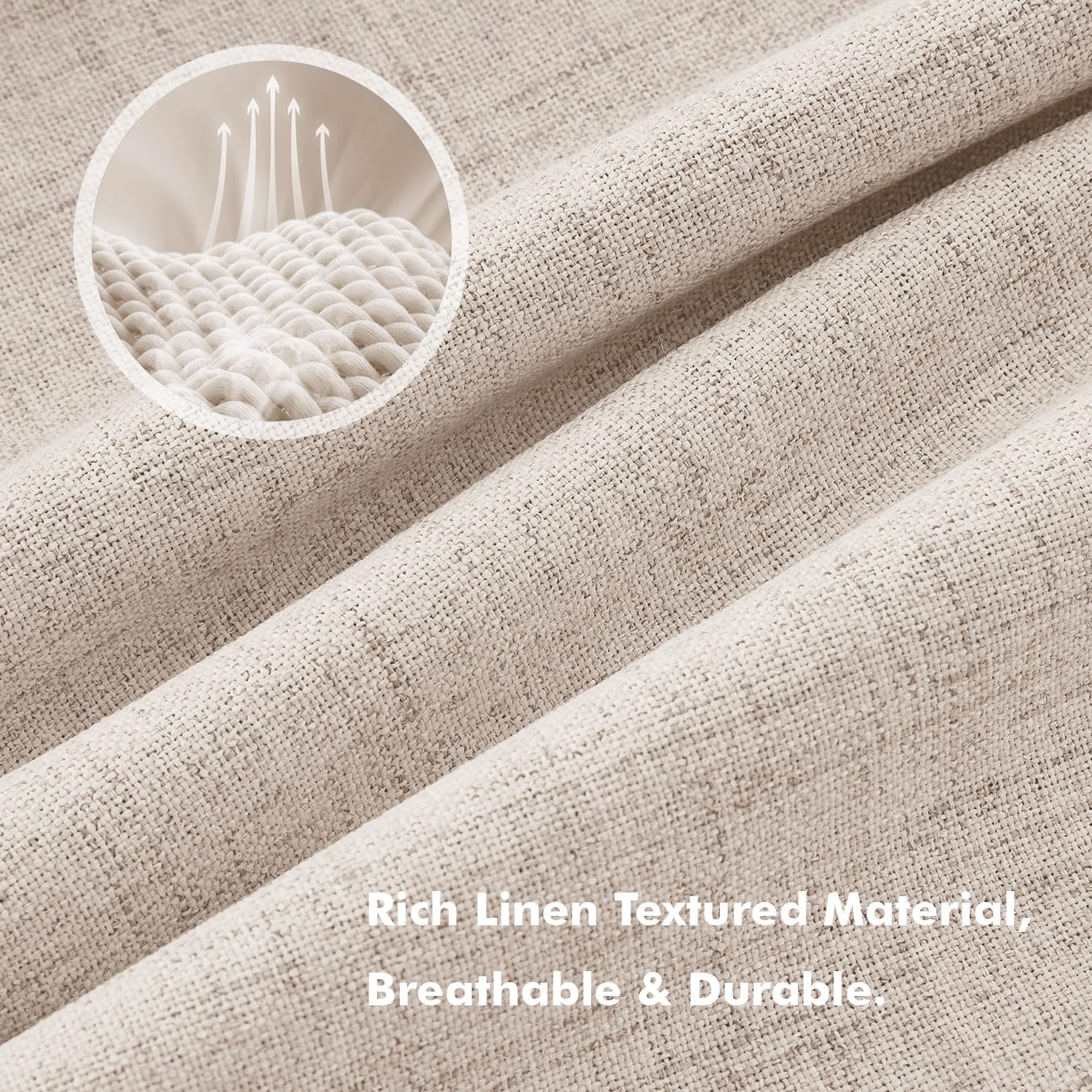  100% Blackout Linen Curtains 42 x 63 Inch Natural 2 Panels | Thermal Insulated, Room Darkening Drapes for Bedroom Living Room, Back Tab Rod Pocket Pinch Pleated, Solid Luxury Decor thumbnail