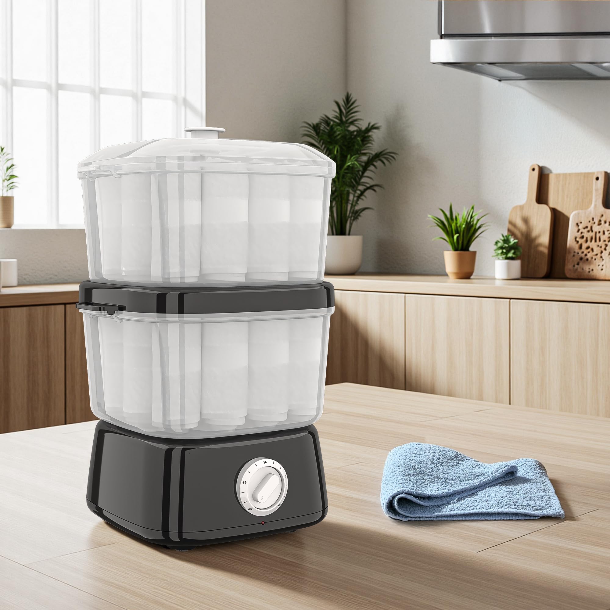 Calentador de toallas 2 en 1, 6 l, gran capacidad, vaporizador para toallas calientes, uso simple y versátil para peluquería, salón de belleza, spa, manicura, hotel, casa (negro)