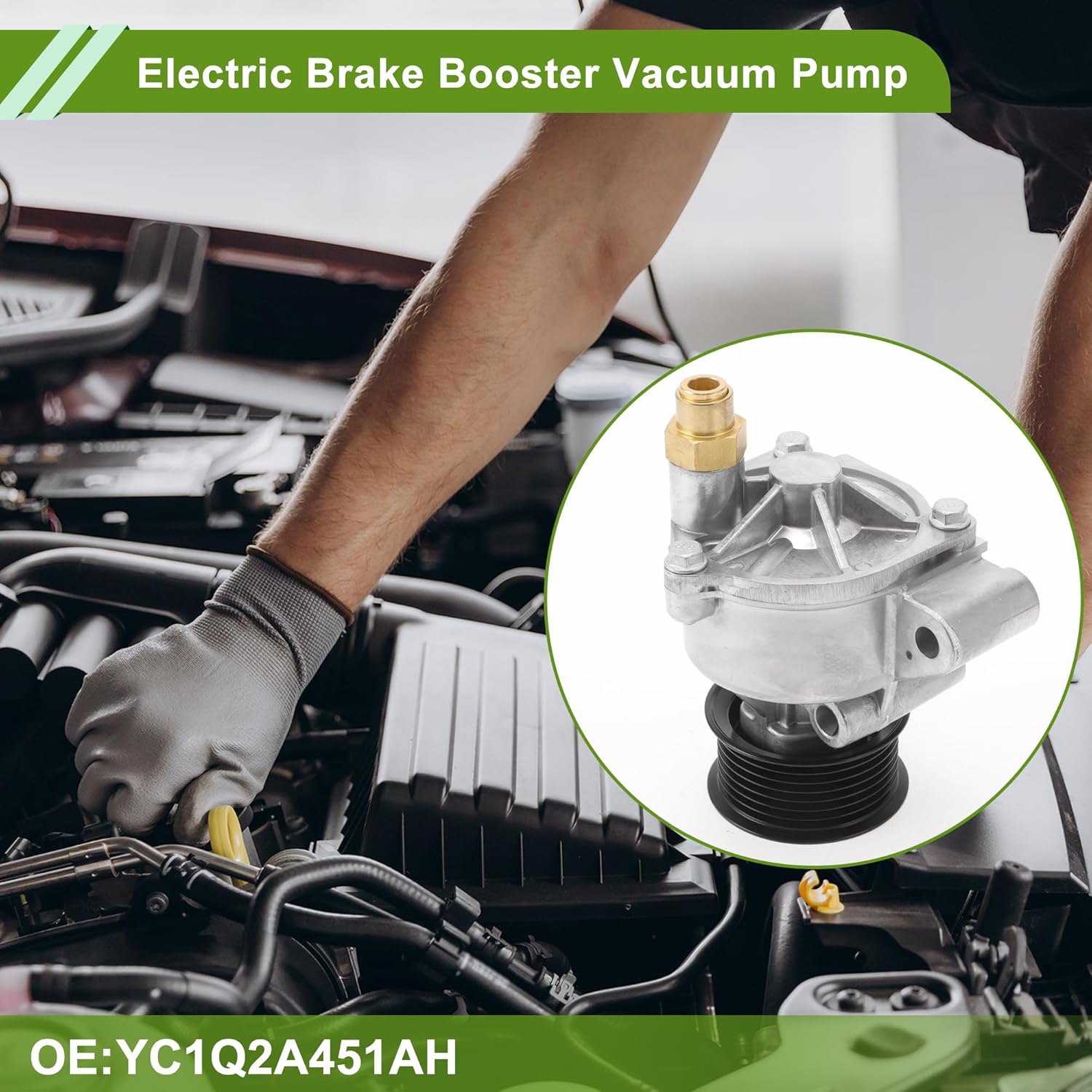 Brake Vacuum Pump No.YC1Q2A451AH Engine Vacuum Pump for FORD TRANSIT 2.4 D TDCi 2000-2014 Aluminum Alloy Silver Tone 1 Pc