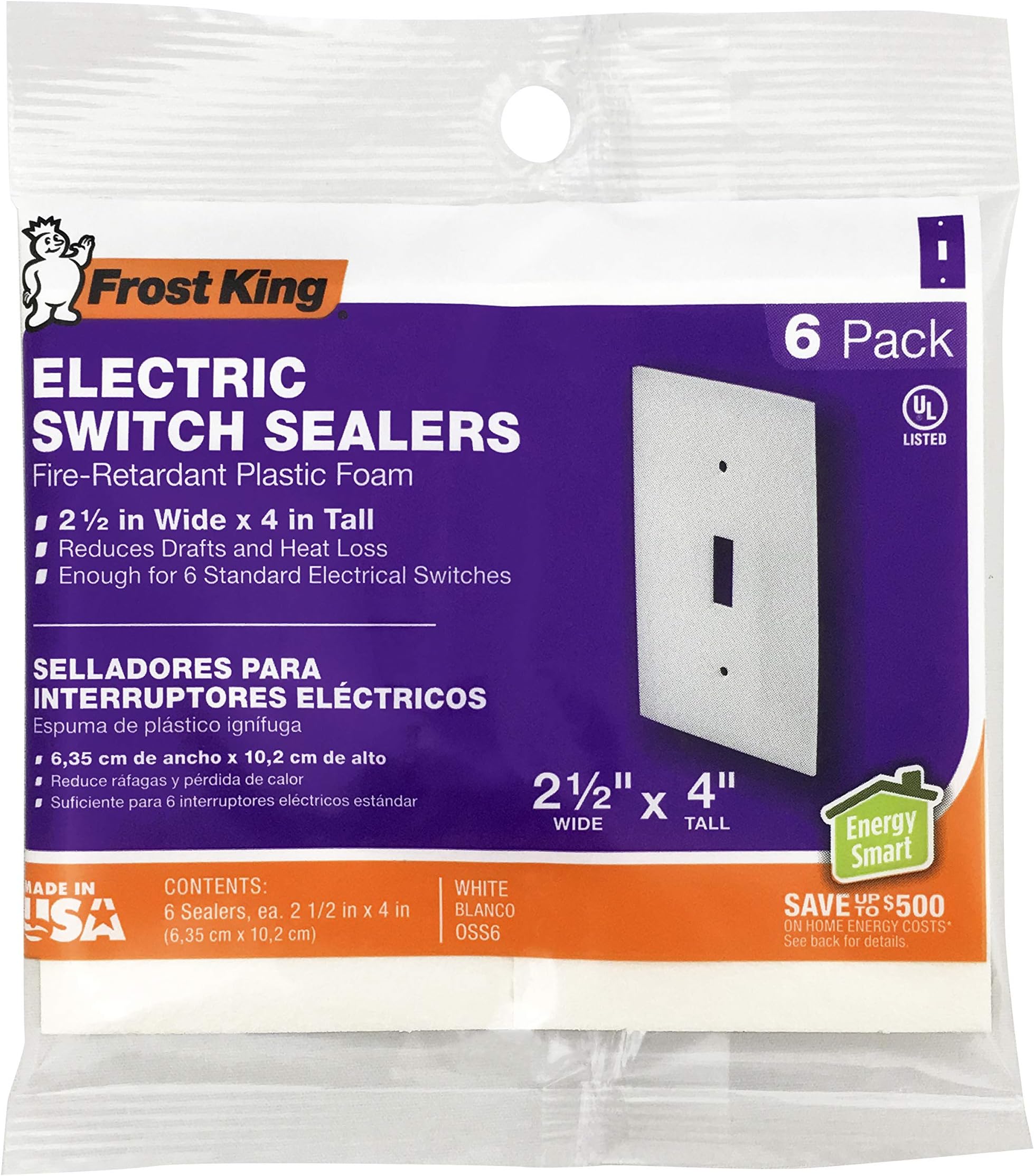 Frost King OSS6H Electrical Switch Sealers, 6 pack.