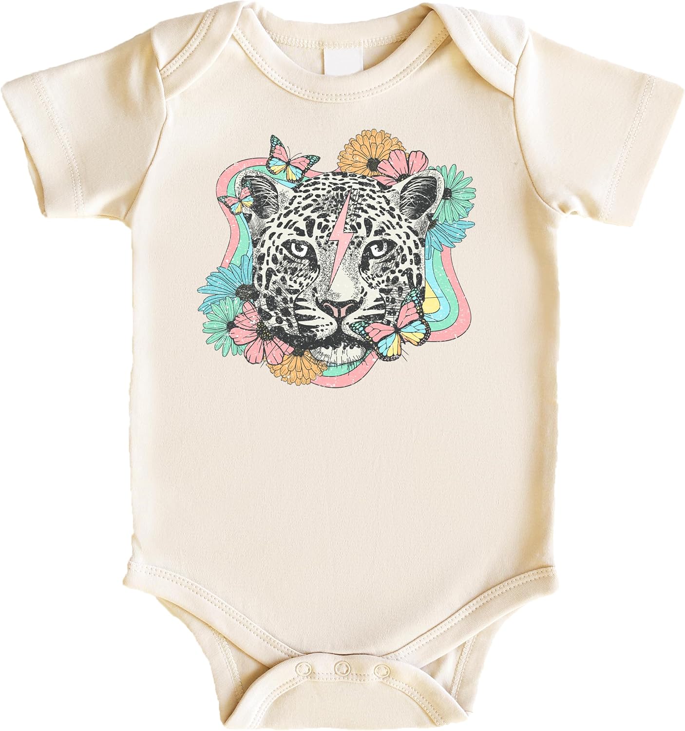 Olive Loves Apple Retro Leopard and Flowers Everyday Shirt and Bodysuit for Girls Colorful Girly Leopard Tee
