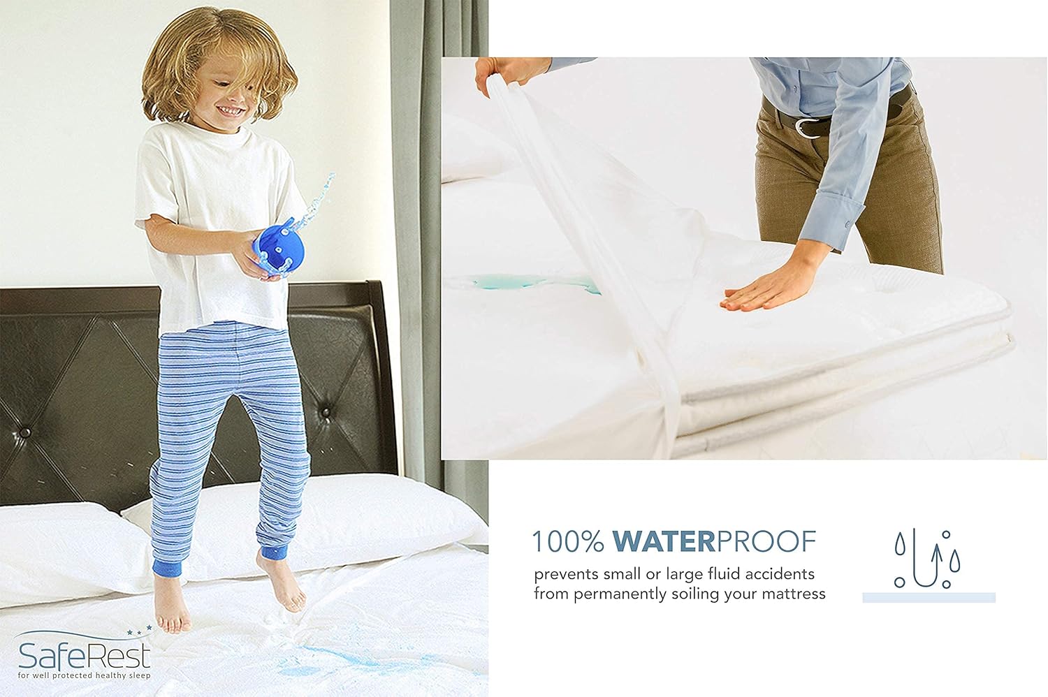 Buy Saferest Queen Size Premium Hypoallergenic Waterproof Mattress Protector Vinyl Free Online In Hungary B003pwnh4q