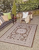 Vista 67 de Unique Loom Outdoor Aztec Collection Alfombra de área - Chalca (10 pies, redonda, azul/marfil)