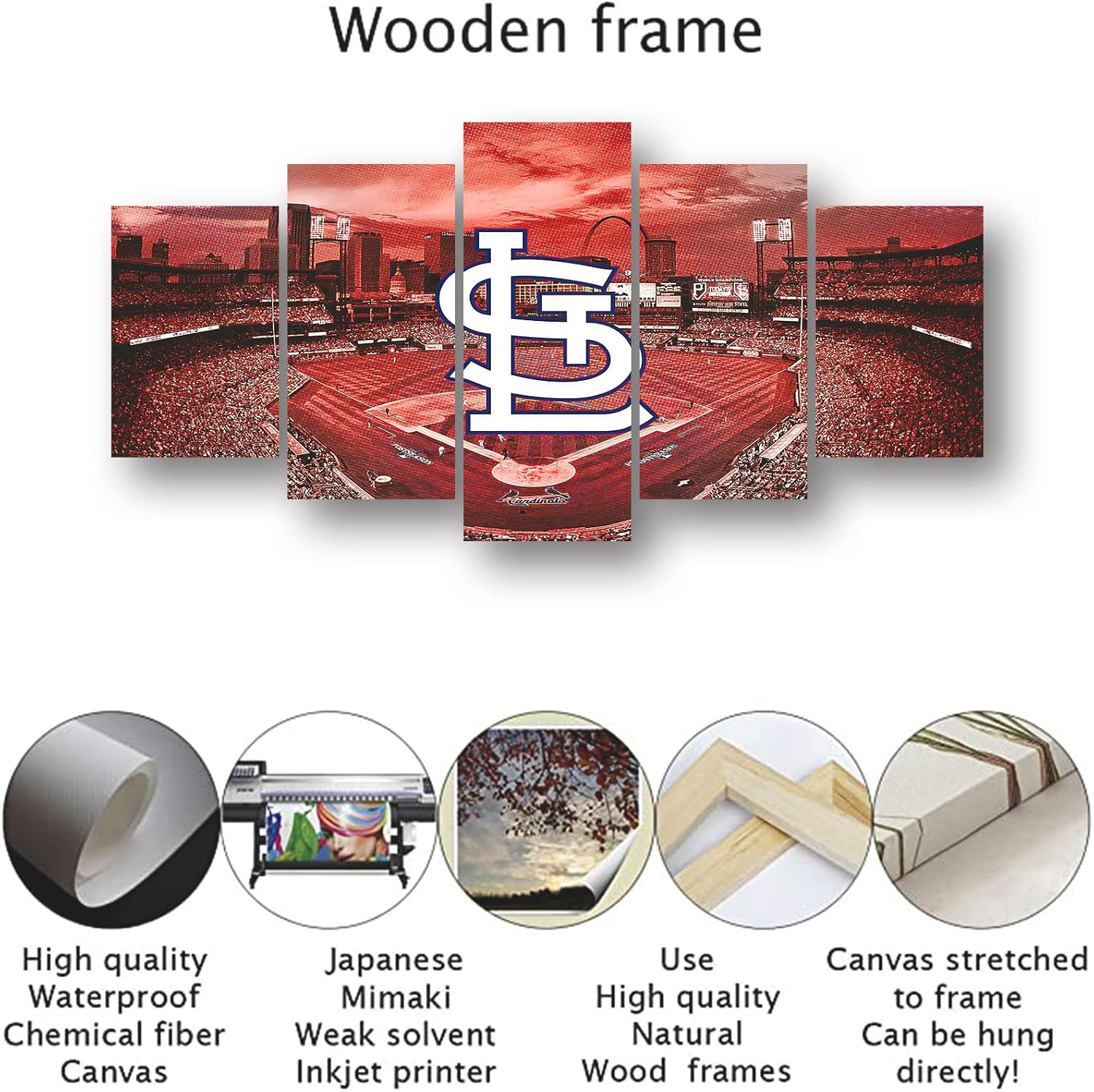 St Louis Cardinals Baseball Poster Sports Canvas Wall Art Pattern Print Artwork Decor Bedroom Decor Painting Boy Gift (Framed,30x40x2pcs+30x60x2pcs+30x80cmx1pcs)