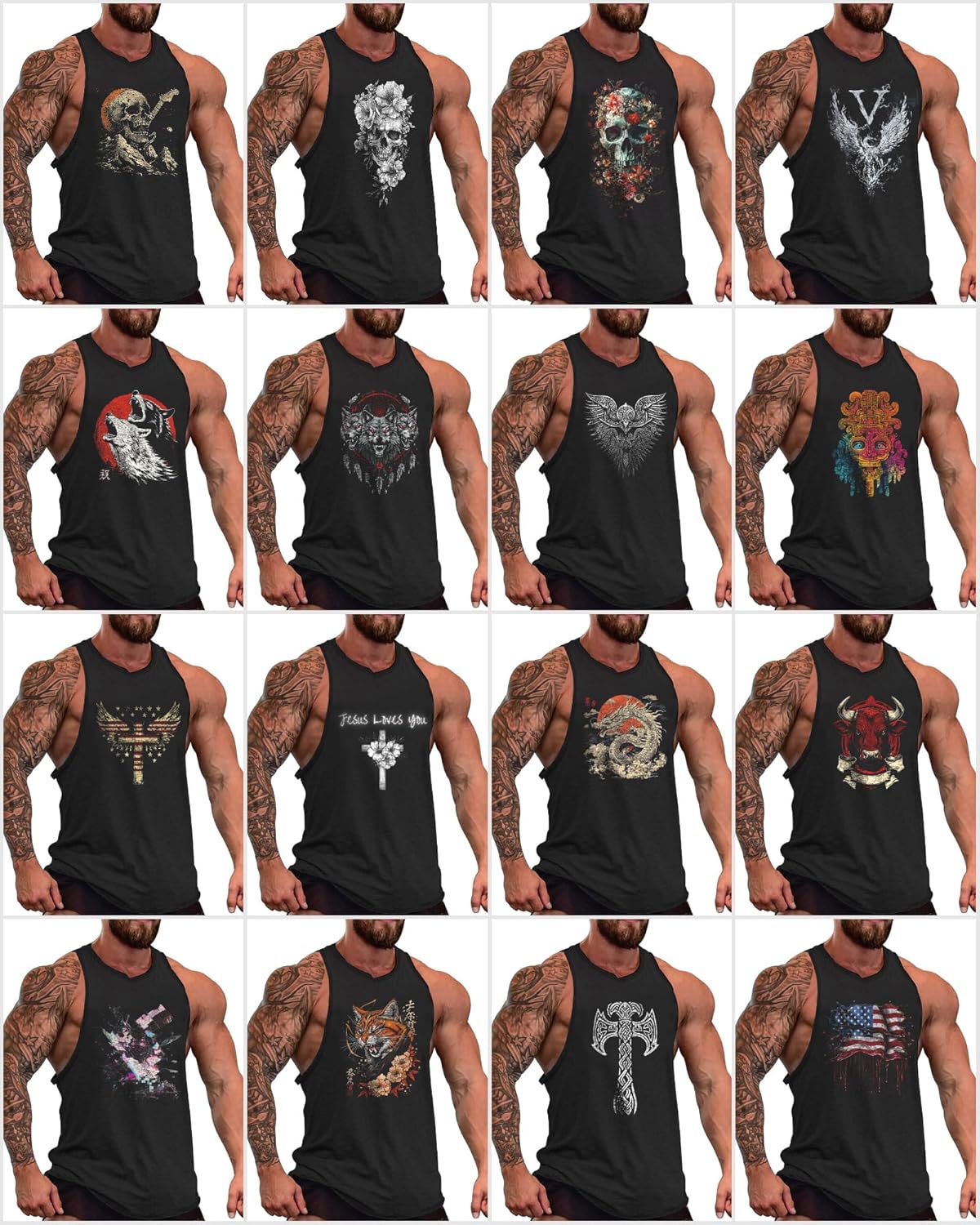 MARSVOVO Novelty Printed Mens Tank Tops Gym Muscle Sleeveless T Shirts Breathable Loose Casual Workout Summer Tank - Image 3
