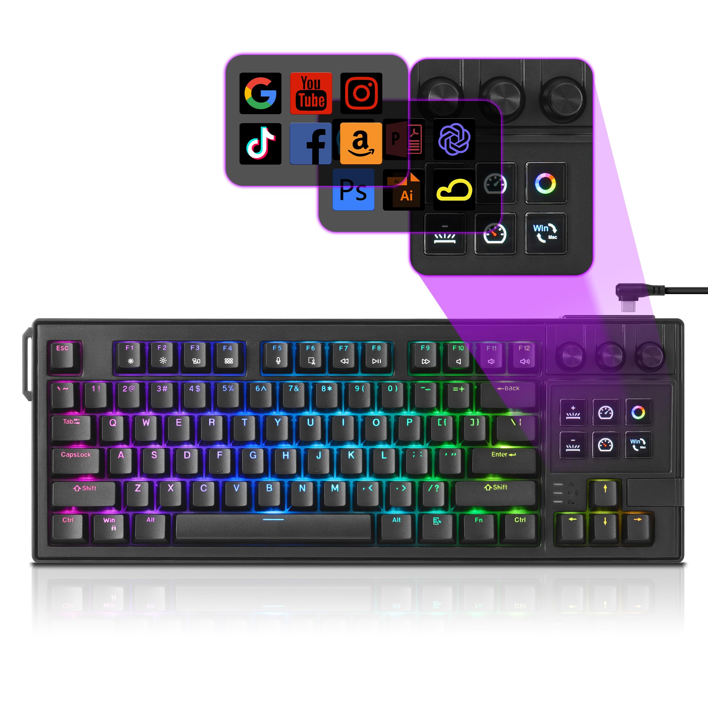 Amazon | darkFlash K87P TKL メカニカルゲーミングキーボード LCD