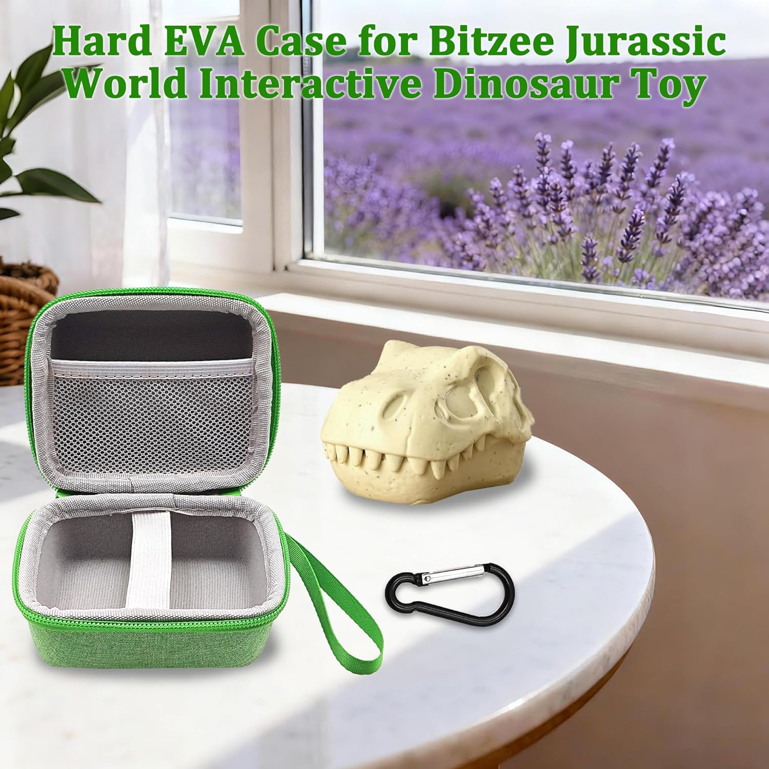 Hard Case for Bitzee Jurassic World Interactive Dinosaur Toy with Carabiner, Protective Case Compatible with Bitzee Interactive Digital Pet (Green)