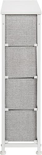 Miniatura 5 de Flash Furniture Harris - Cómoda de 4 cajones con marco de hierro fundido blanco con parte superior de madera delgada con cajones de tela gris claro