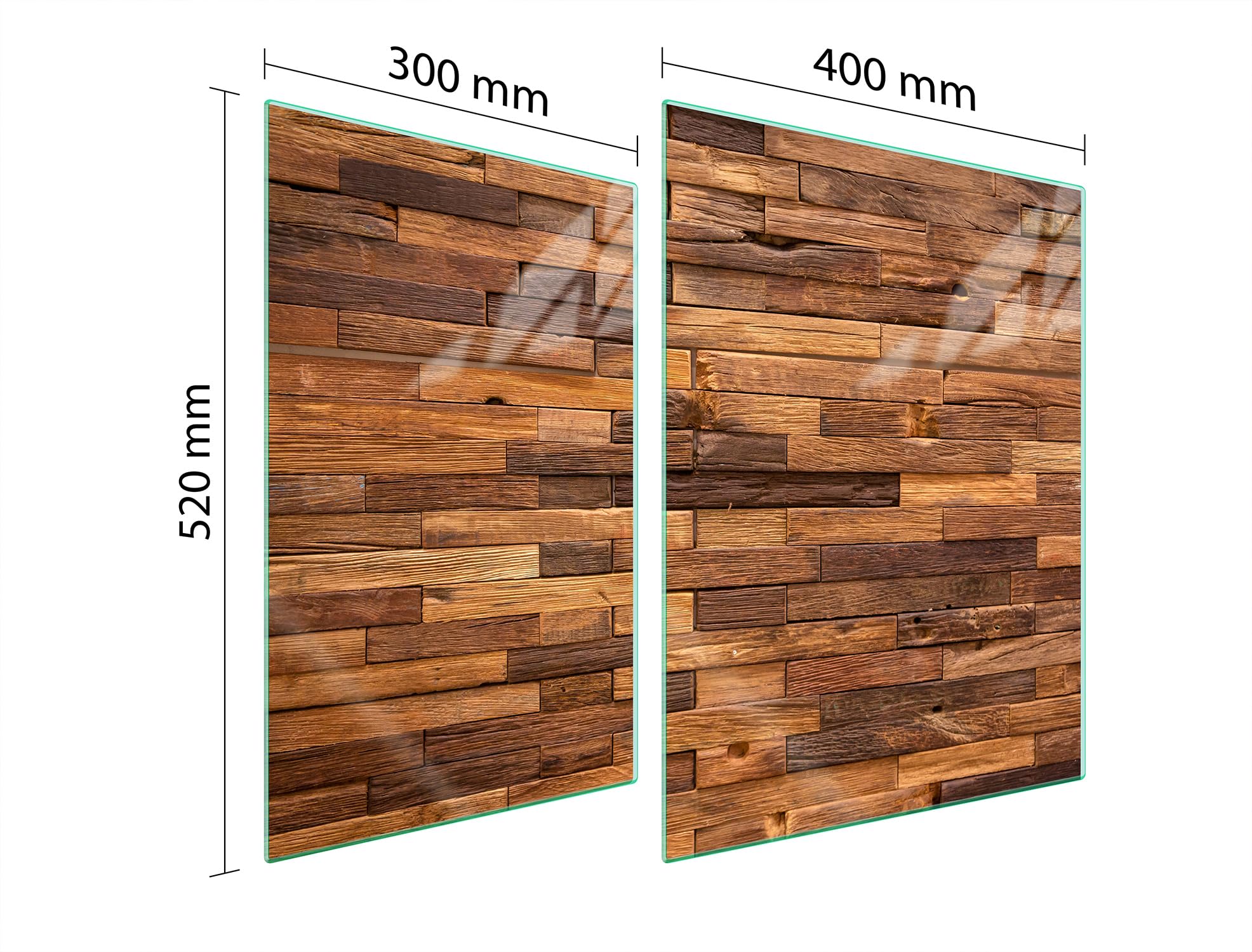 TMK ArtDeko Herdabdeckplatten Set 70 x 52 cm Ceranfeld Abdeckung Glas Spritzschutz Abdeckplatte Glasplatte Herd Ceranfeldabdeckung Deko Schneidebrett, Holz