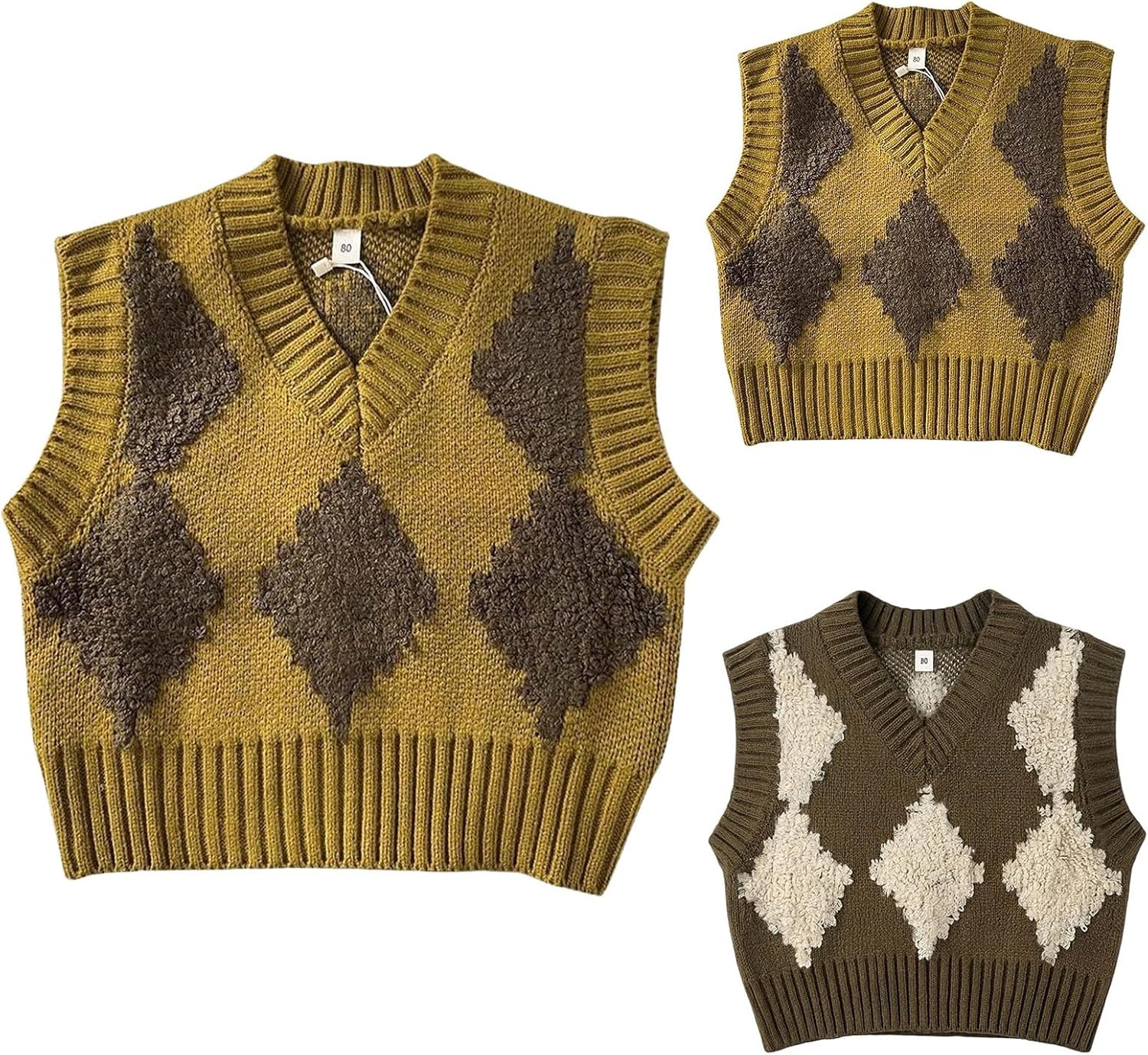 Baby Boys Girls V Neck Comfort Knitted Sleeveless Pullover Sweater Vest Unisex Cable Knit Cotton Uniform Vest