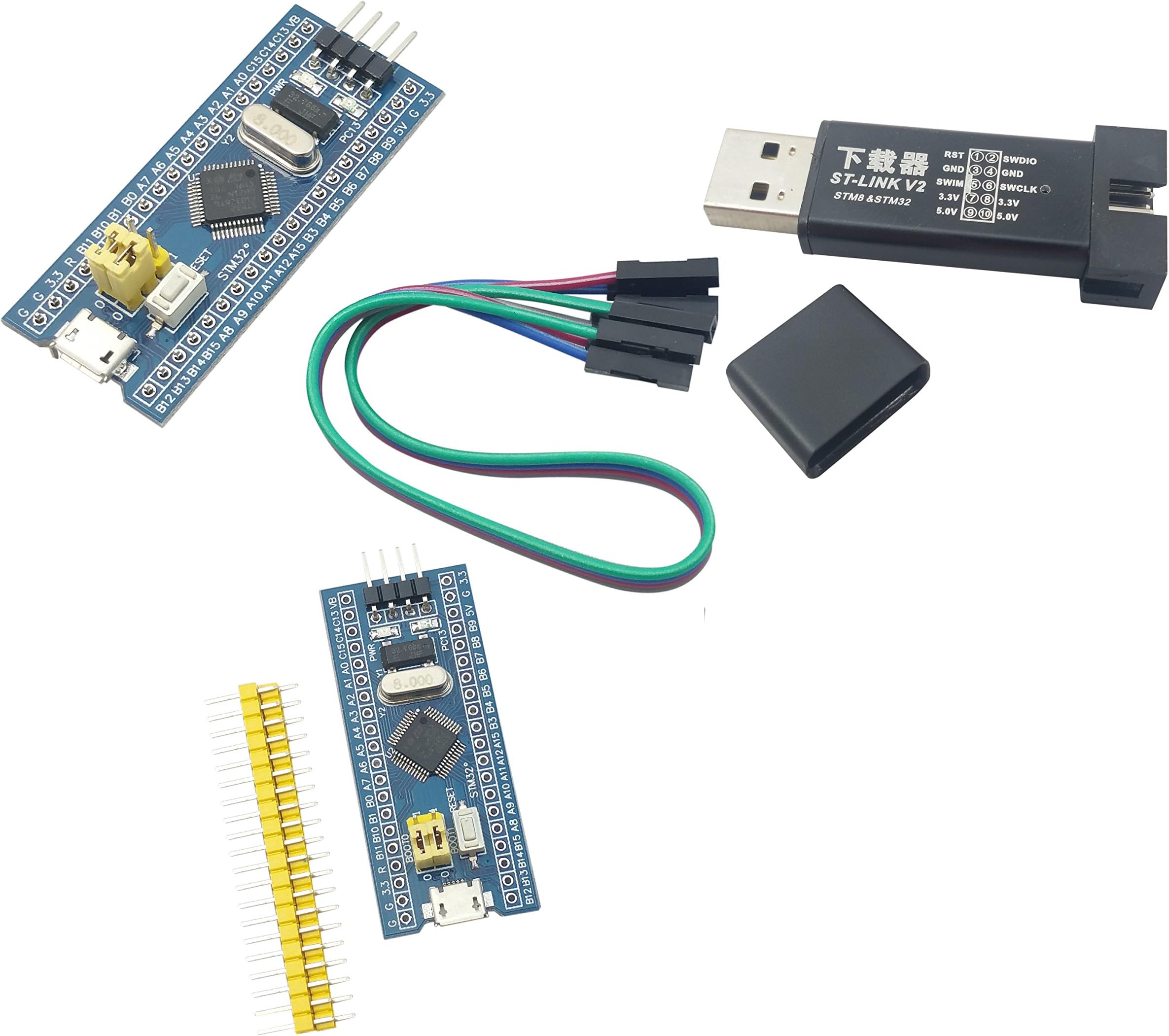 [initeq] STM32 ARM STM32F103C8T6 Blue Pill Minimum System Development Board with ST-Link V2 USB Programmer (2-Pack + ST-Link V2)
