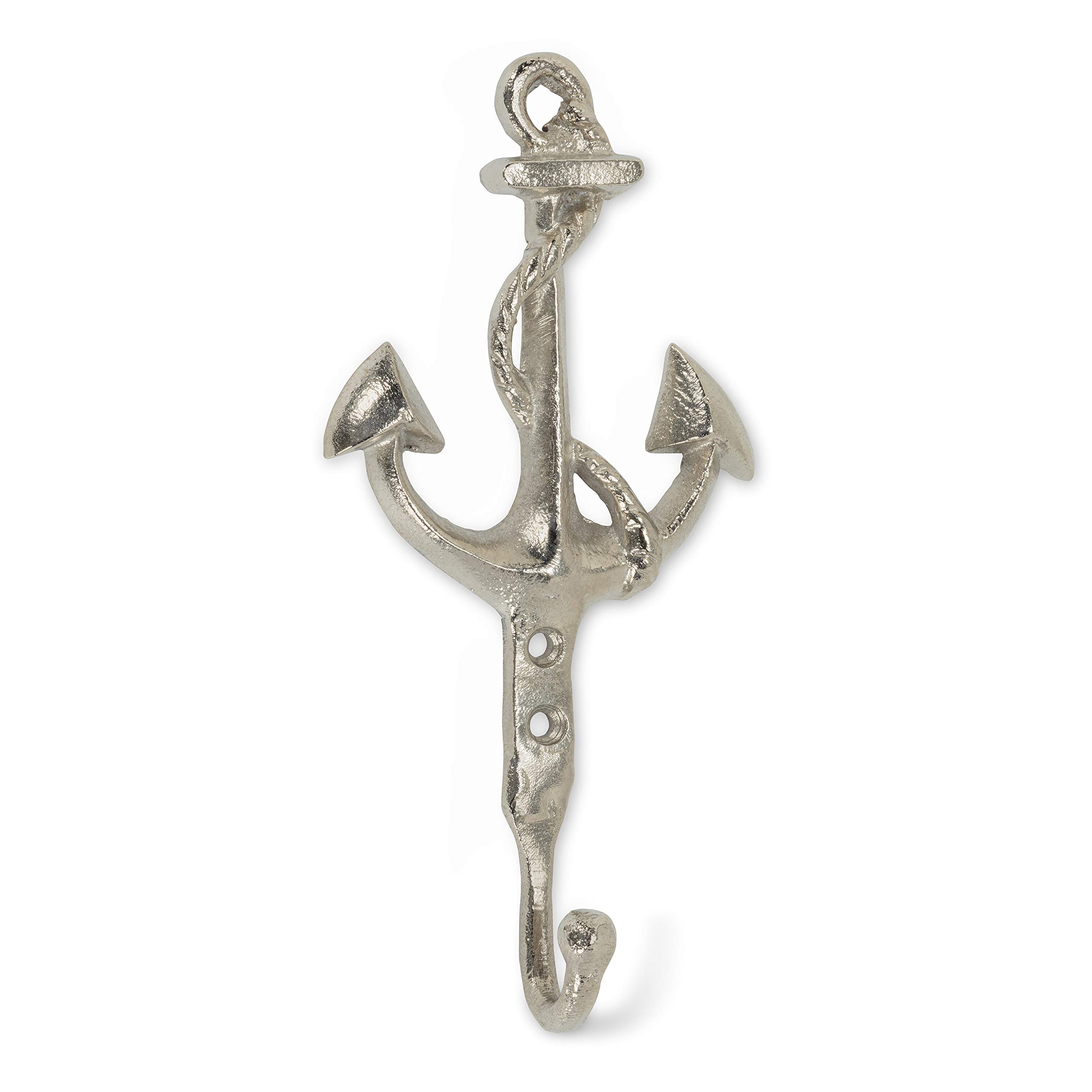 Abbott Collection92-MARINE-223 Anchor Single Hook-Nickel-8" H, 8 inches H, Nickle Plated