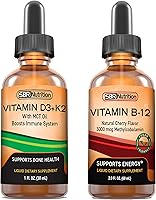 Vista 1 de SBR Nutrition D3+K2 y B12 Bundle Vitamina D3K2 (MK7) gotas líquidas, menta 1 oz Vitamina B-12 3000mcg gotas líquidas, 2 oz para adultos y niños