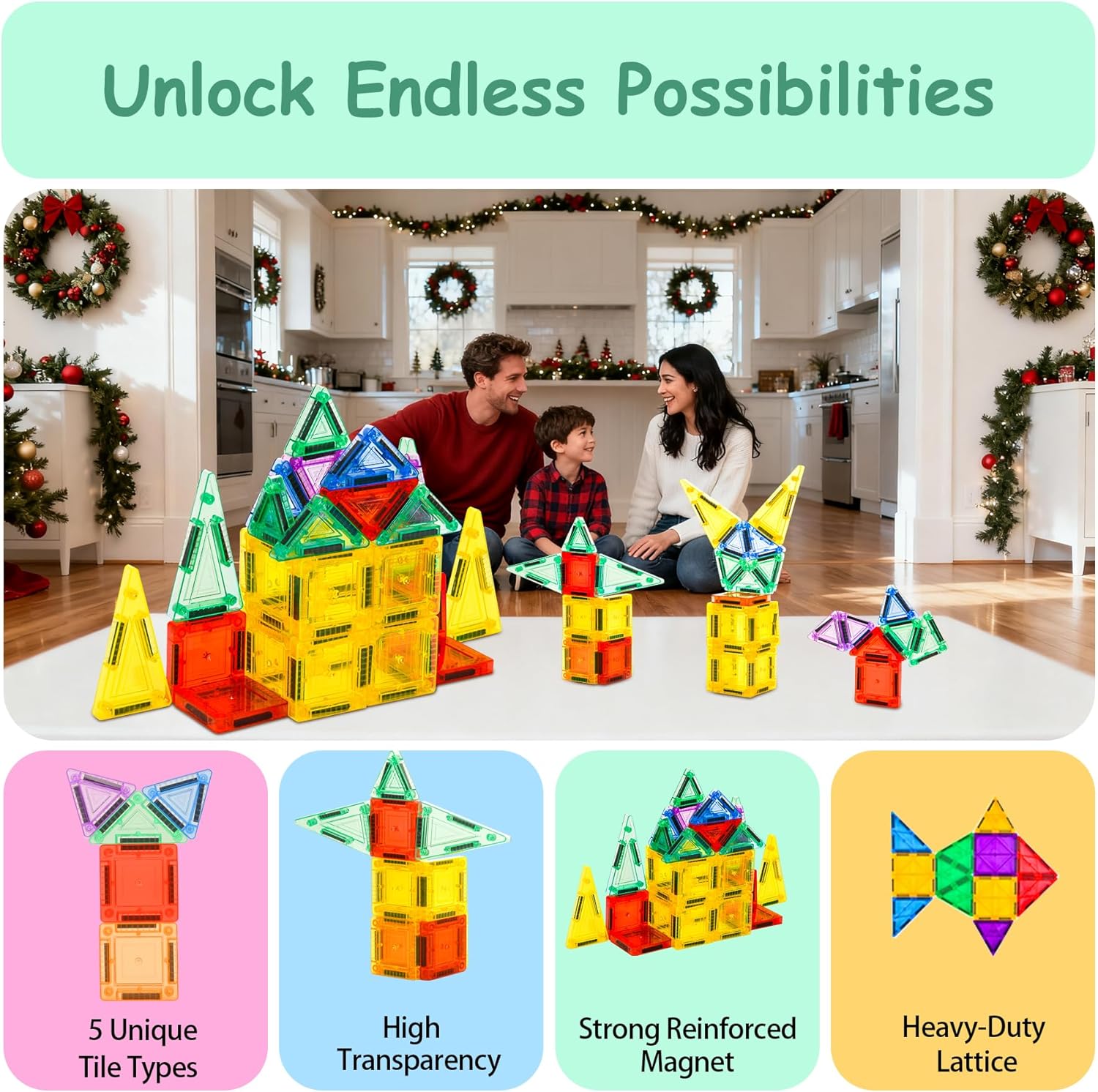 32PCS Mini Magnetic Tiles, Portable Magnetic Toys Travel Set, Construction STEM Learning and Playing Toys for Kids, Montessori Toy for Preschool，3+ Year Old Boys Girls Easter Birthday Gifts
