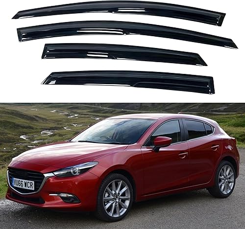 Miniatura 313 de IG - Visera para ventana de automóvil, protector contra la lluvia, el sol y el viento, con cinta adhesiva, deflector extraduradero para ventana