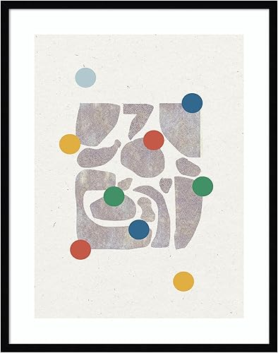 Amanti Art Framed Wall Art Print 33x26 Retro Dots and Paper by THE MIUUS STUDIO, Abstract Wall Art, Modern Contemporary Decor, Large Poster Painting