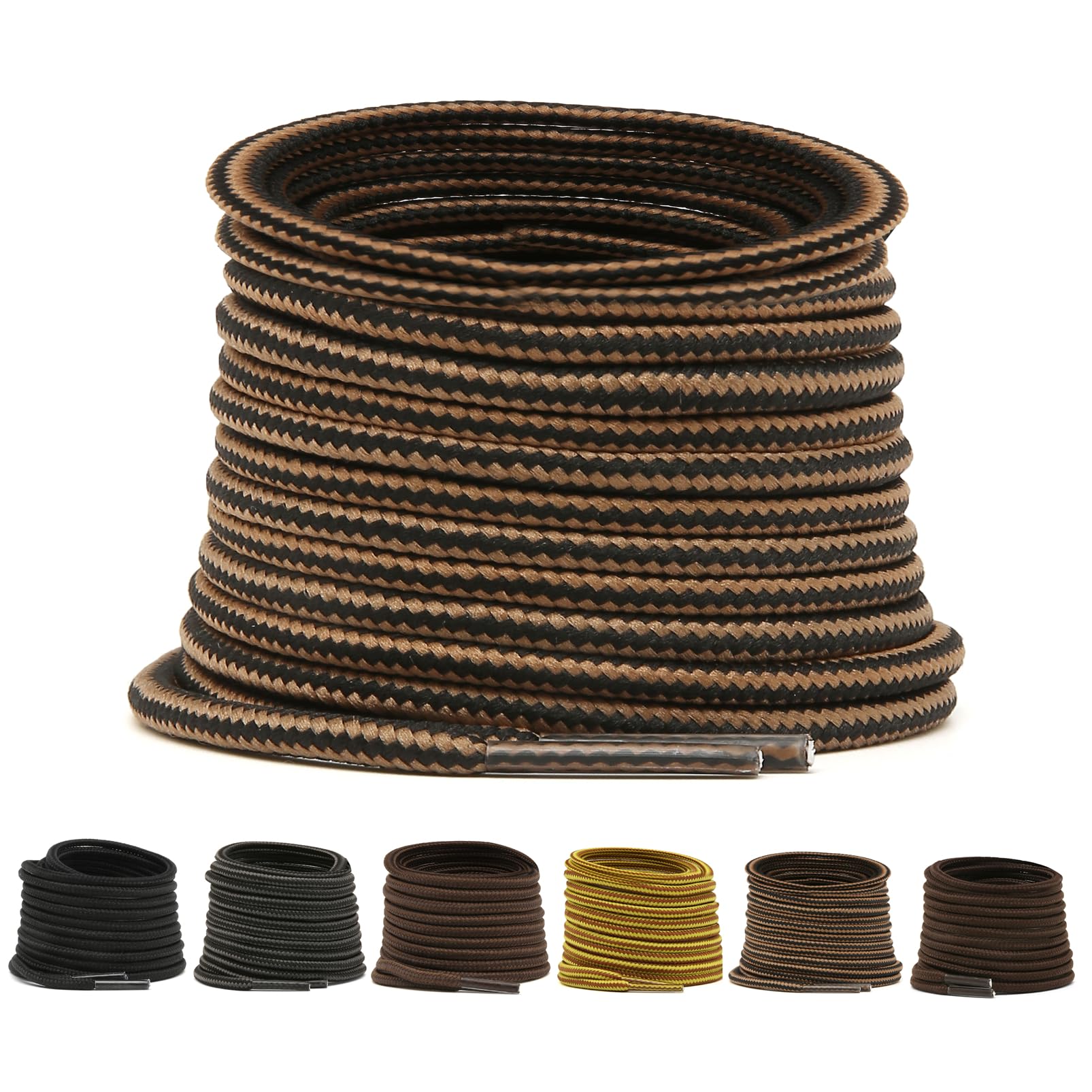 UGY® Boot Laces Heavy Duty, 3/16" Round Shoelaces for Boots, Work Boots & Hiking Shoes