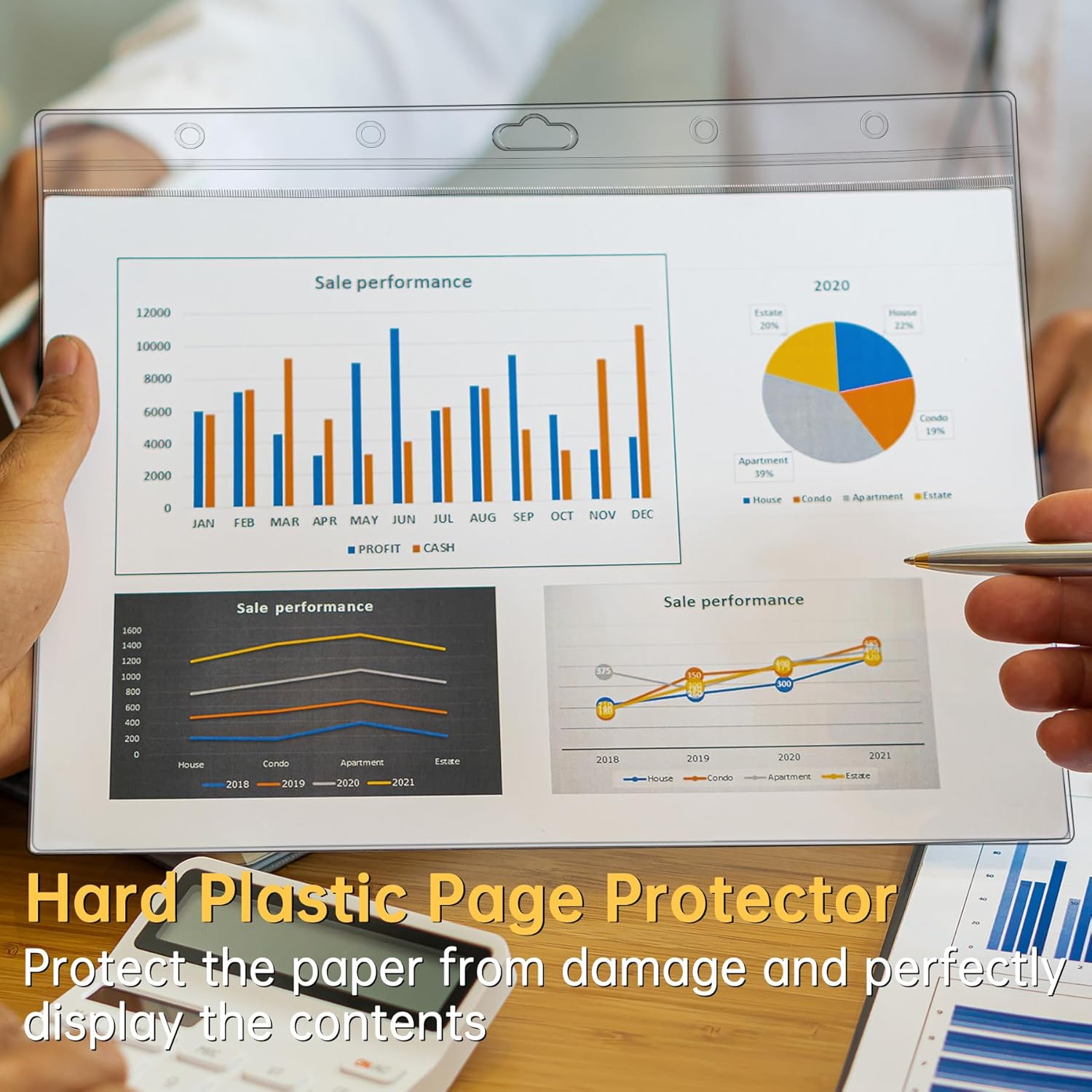 AKONEGE 12PCS Hard Sheet Protectors 8.5 x 11 Waterproof Resealable Zip Page Protectors Clear Hard Plastic Sleeves for Photos Birth Certificate, Heavy Duty Document Holder Wall Sign Holder, Horizontal