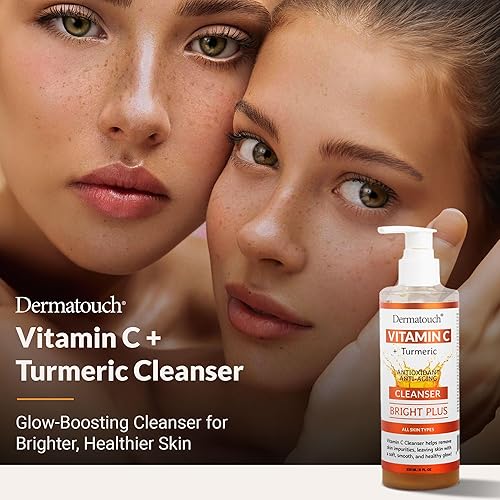 Miniatura 2 de DERMATOUCH Agua limpiadora de vitamina C con cúrcuma, limpiador facial suave y espumoso para uso diario, ayuda a eliminar impurezas, todo tipo de