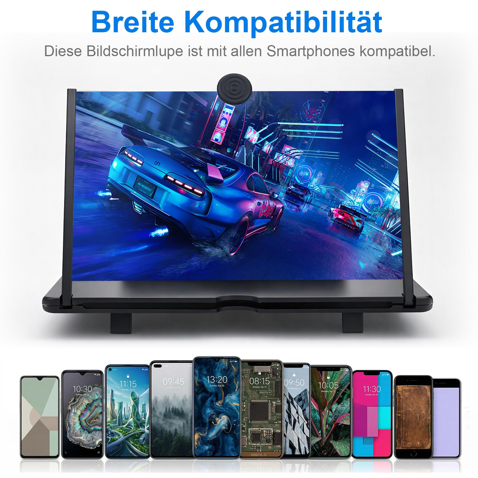 Bildschirmlupe für Handy 12 Zoll, Handy vergrößerungs Bildschirm, HD Handy bildschirmlupe mit Ständer, Anti-blaulicht Bildschirmlupe für Filme und Spiele, Geschenk für ältere Menschen und Kinder