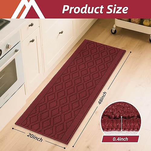 Miniatura 46 de COSY HOMEER Tapetes de cocina antideslizantes de polipropileno grueso para el hogar, lavable a máquina, 20 x 30/20 x 48 pulgadas, rojo