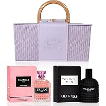 Valiant men&amp;Valentine Rose Couple Cologne Set 100mlx2 Eau de Parfum Long Lasting Jasmine&amp;Amber Scent for Women&amp;Men Perfume with Premium Handbag Box Gift
