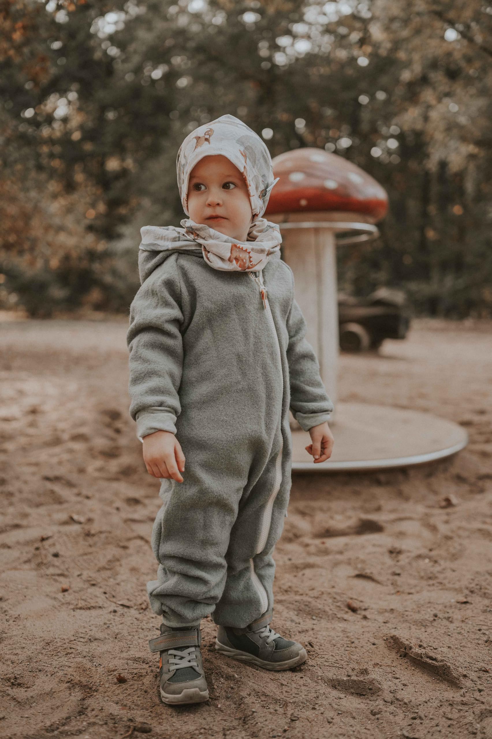 Fuchs & Kiwi Walkoverall Baby Jungen – Natur Schurwolle & Jersey Futter – Öko-Tex, Hautfreundlich – Handmade in Berlin – Wollwalk Overall Baby & Kleinkind – Winter & Herbst