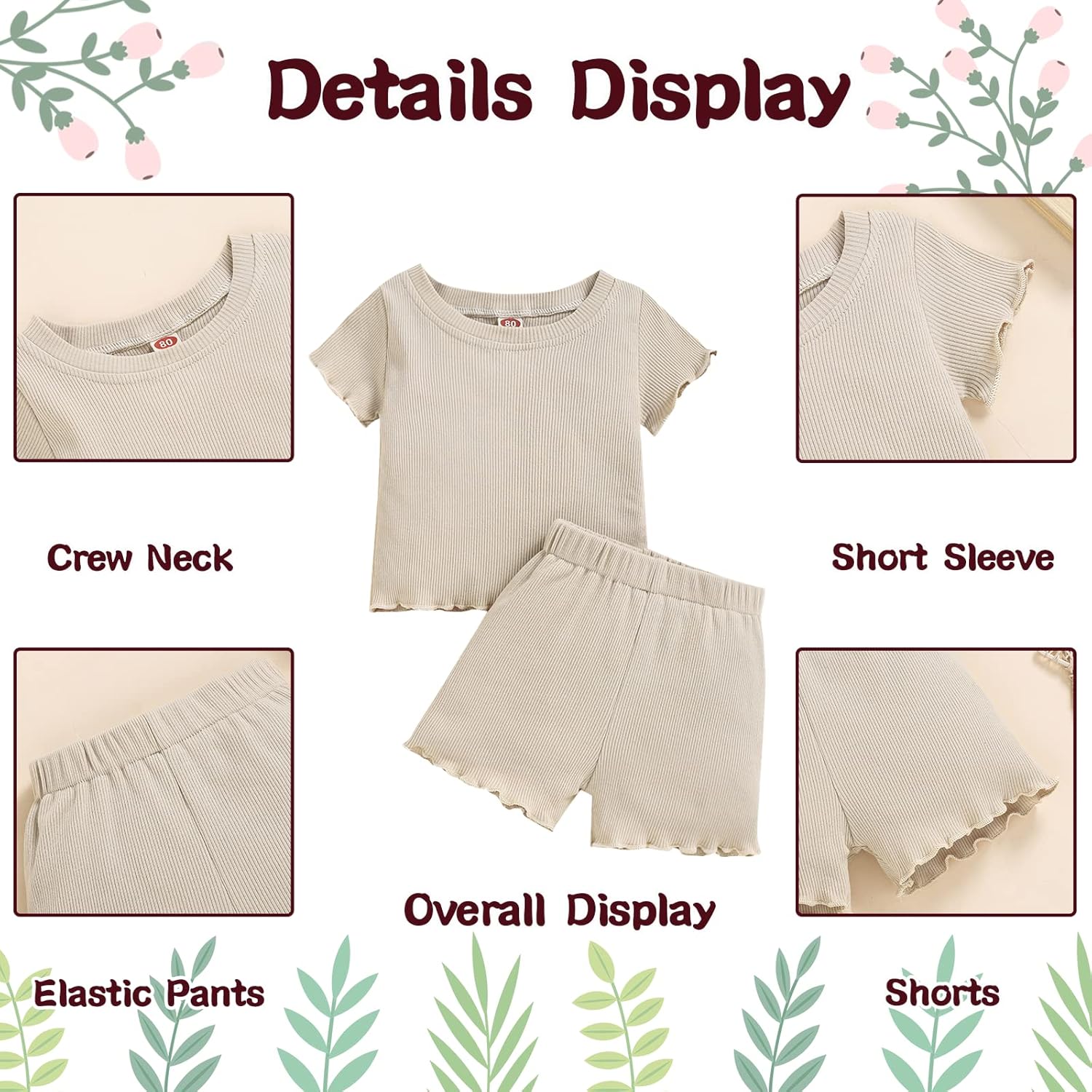 Toddler Baby Girl Summer Clothes Ribbed Knit Cotton Cute Summer Outfits Short Sleeves 2 Pieces Shorts Set 12M - 5T - Image 4