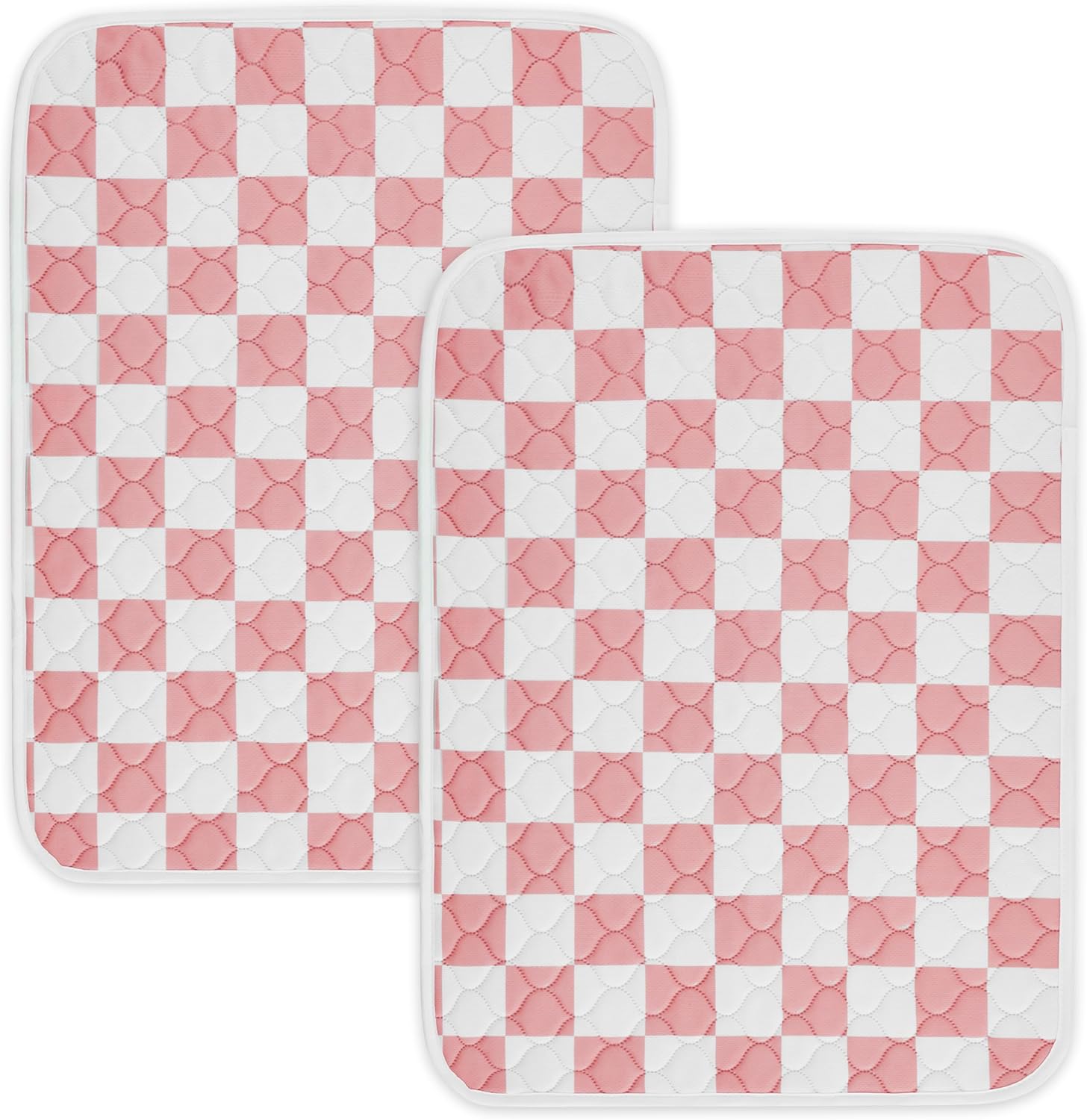 Ralxion 2 Pack Pink Checkered Washable Pee Pads for Dogs, Checkered Reusable Dog Pee Pads, for Puppy Playpen, Crate, Whelping Box, Potty Training, Cute Aesthetic Absorbency, Leak-Proof Non-Slip