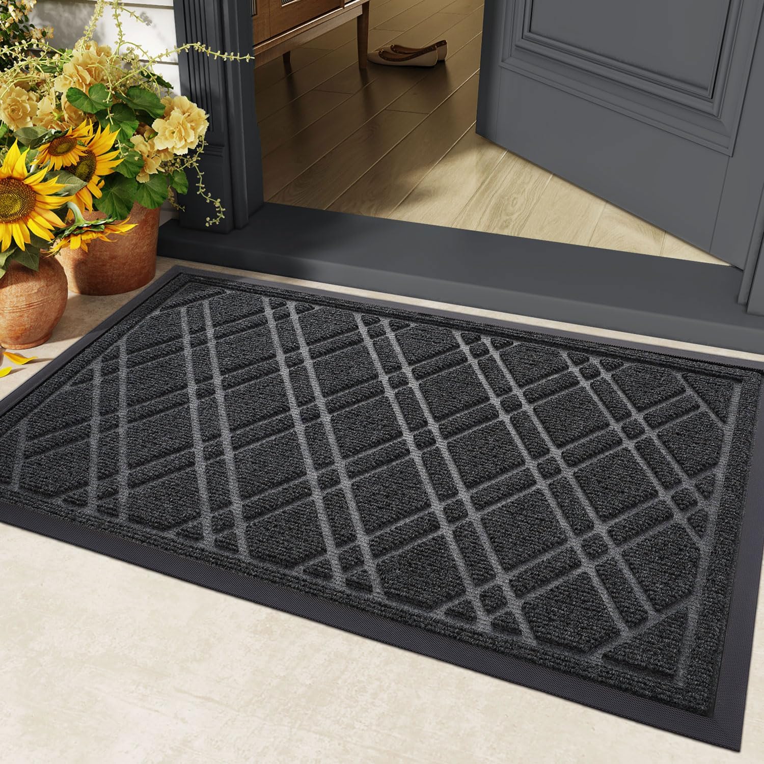 DEXI Door Mat 60 x 90 cm, Dirt Trapper Door Mats Heavy Duty, NonSlip