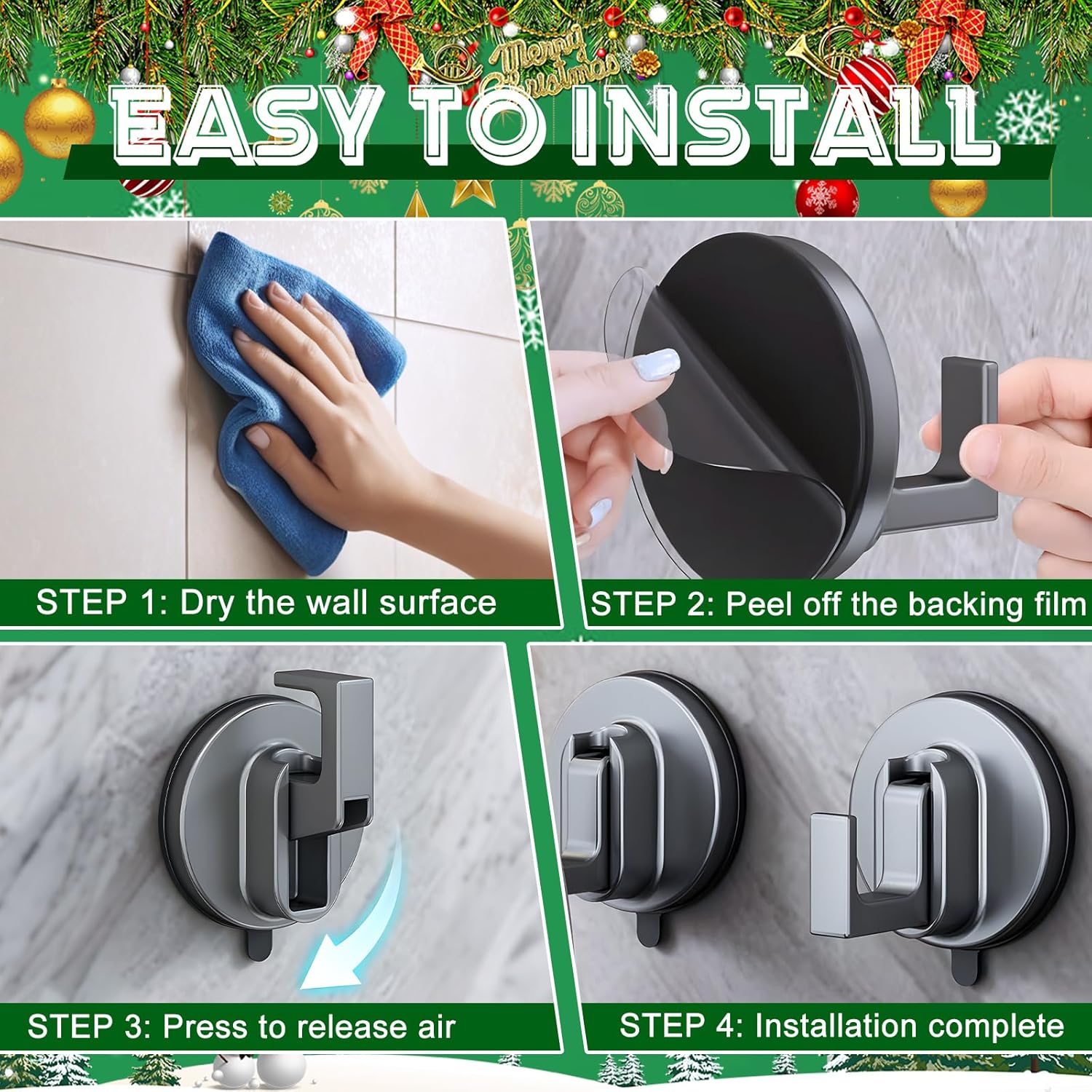 Suction Cup Hooks for Door Wreaths,Wreath Hangers for Front Doors,No-Drill Suction Cup Hooks, Suction Cup Wreath Hook for Valentine's Day Wreath Decor Easter (2Pcs)