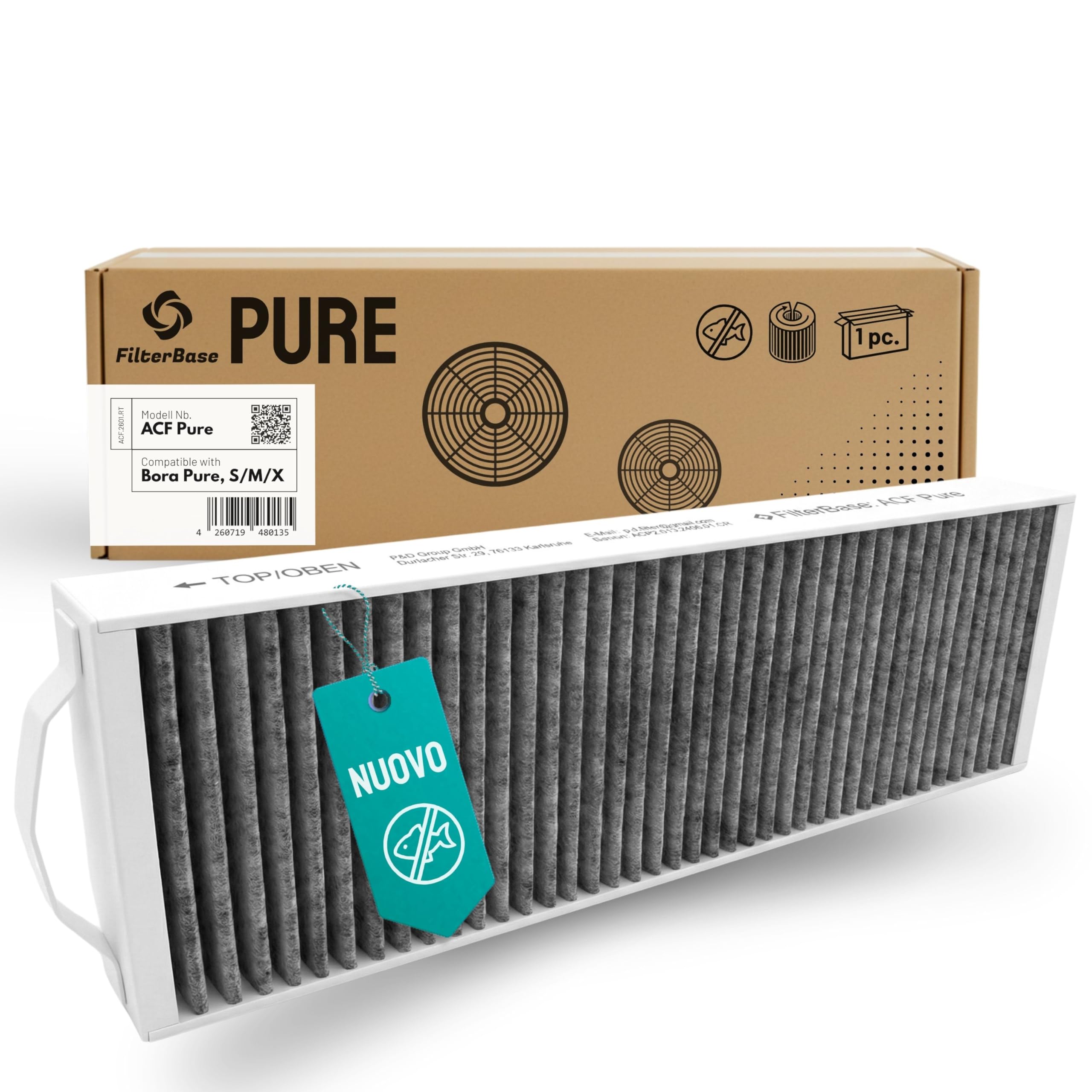 FilterBase® Filtro a carbone attivo compatibile con il filtro Bora Pure PUAKF | Filtro al carbone di alta qualità per la tua piastra di cottura PURU o PUXU con ricircolo d'aria