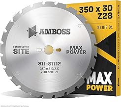 AMBOSS Tools, High-Quality HM Circular Saw Blade, For Extreme Use on Construction Sites, FWF (Diameter 350 mm x 3.5 mm x 30 mm, 28 Teeth)