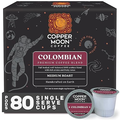 Copper Moon Cápsulas de café de una sola porción para cafeteras Keurig K-Cup, tostado medio, mezcla colombiana, 80 unidades
