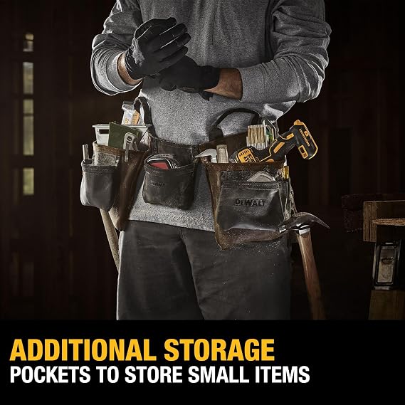 DEWALT Leather Tool Belt, Durable, 11 Pocket Professional Belt (DWST550112) (Pack of 3)