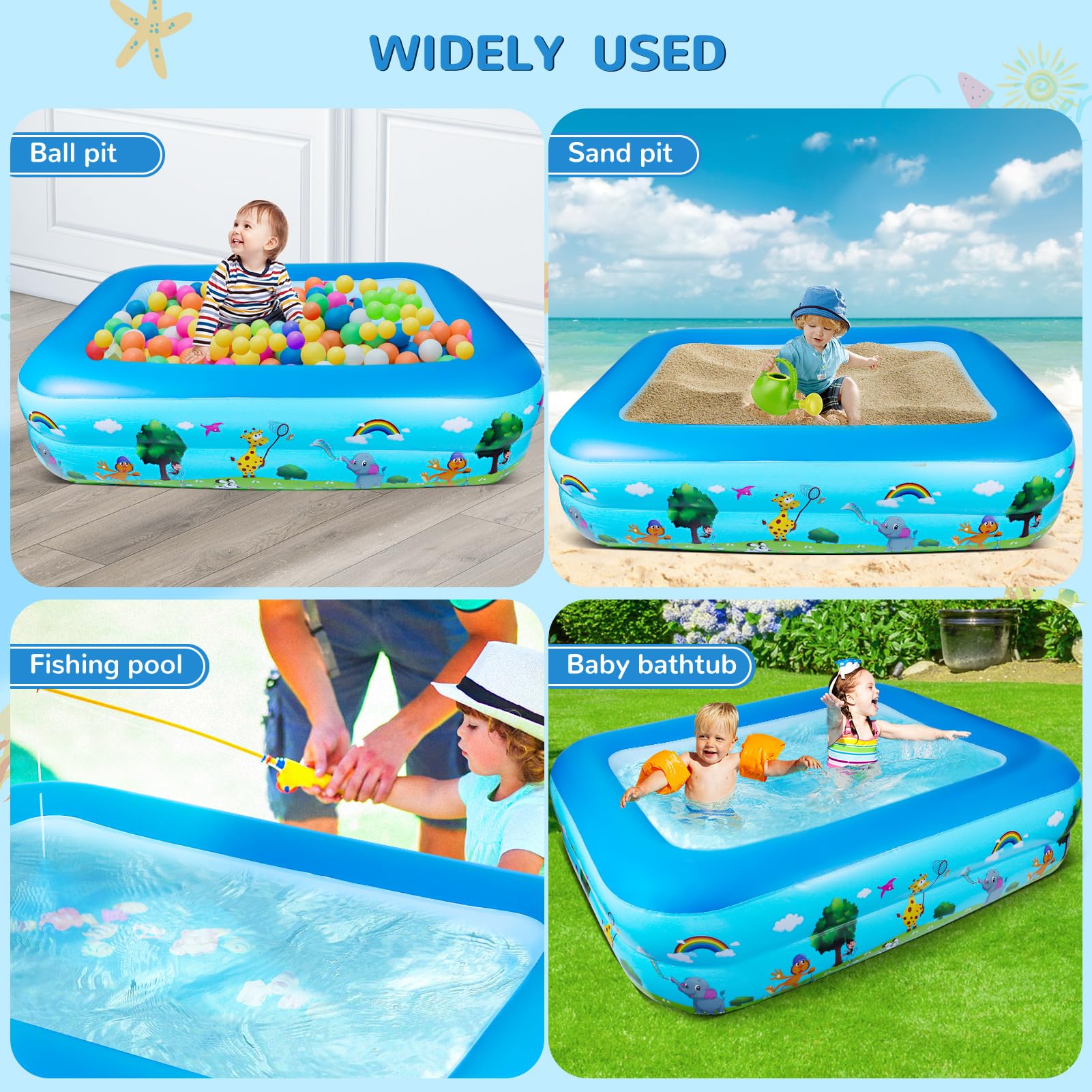 Aufblasbares Planschbecken 115 x 83 x 33 cm Kinderpool für Outdoor Garten