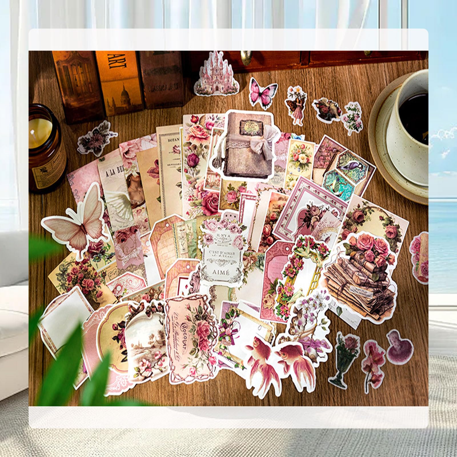 200 Pcs Vintage Sticker Pack - Mixed Retro Designs For Journals, Laptops & Water Bottles