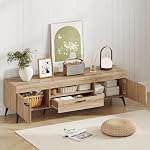 Giantex TV Stand for 65 Inch TV, Mid Century Modern Entertainment Center with Carved Patterns, 2 Cabinets, 1 Drawer and 6 Metal Legs, Media TV Console Table for Living Room, Bedroom