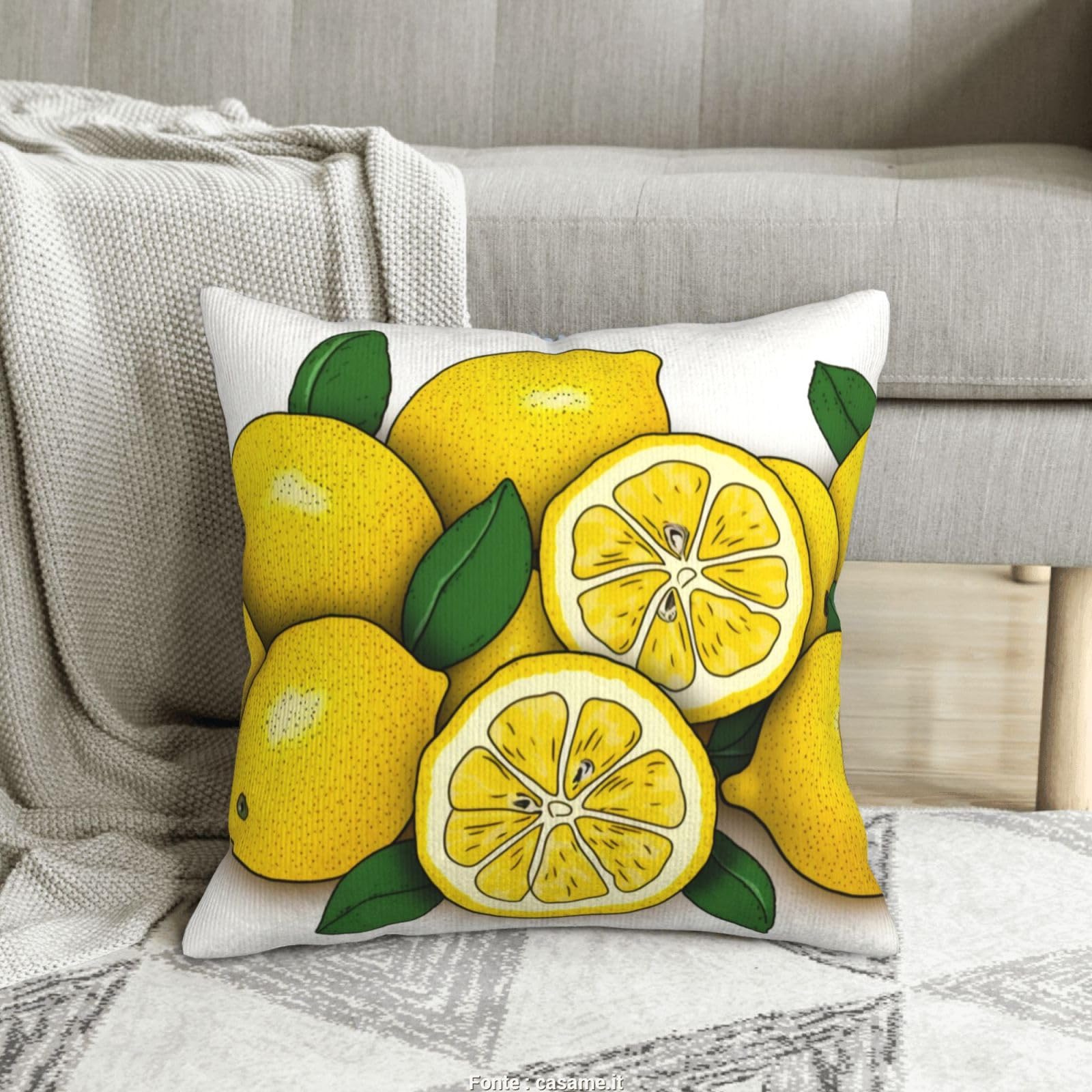 Housse de coussin citron en velours côtelé pour embellir votre canapé de salon en un geste