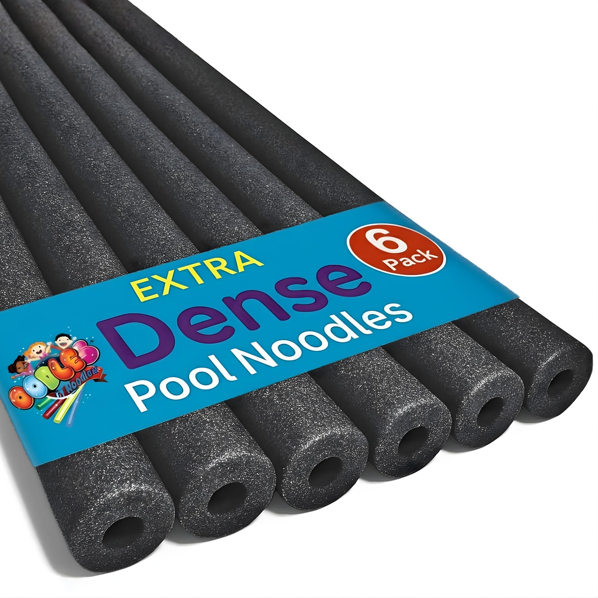 Oodles of Noodles Oodles of Noodles Foam Pool Swim Noodles with Connector, 6-Pack, 52-Inch, Black, Bulk Pack