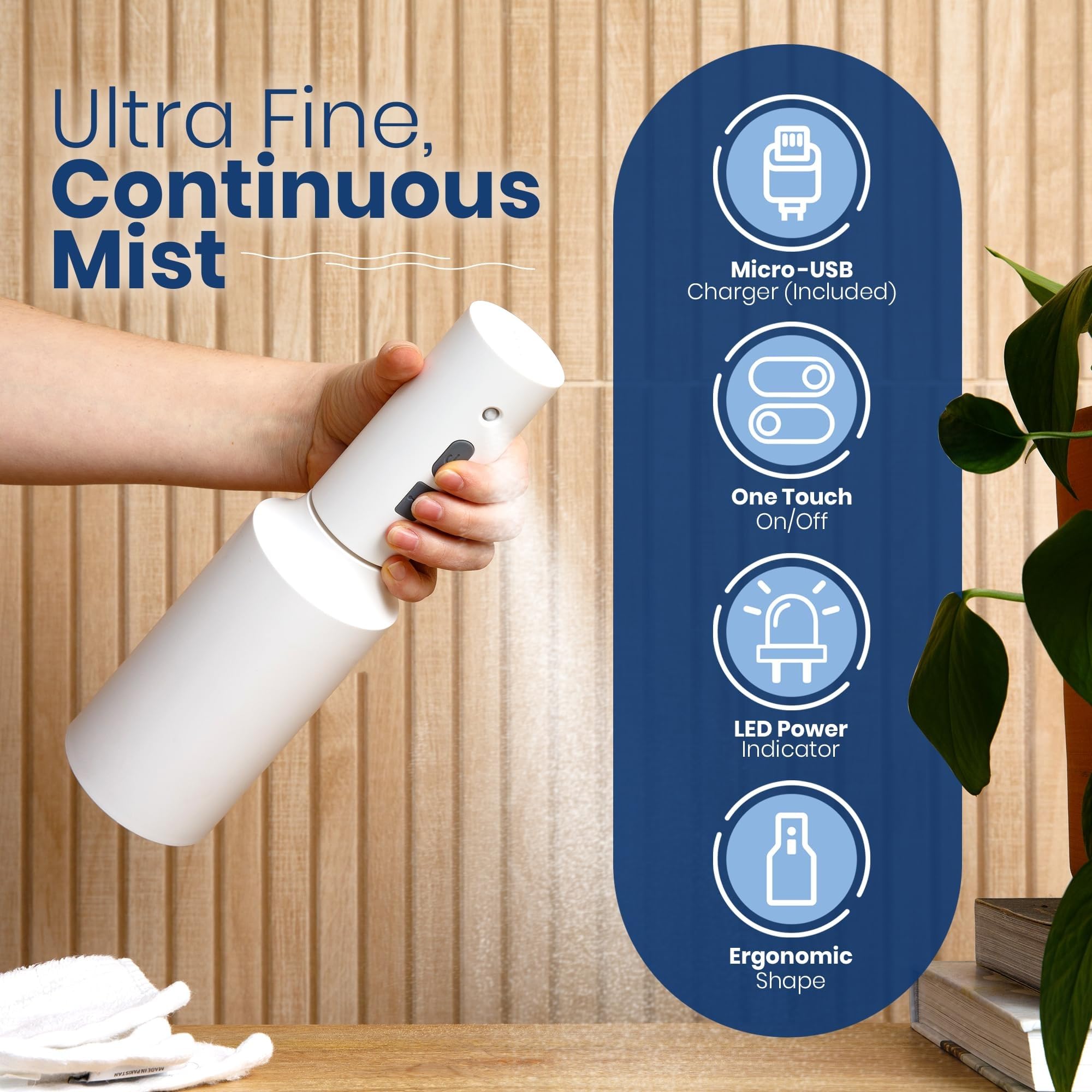 Qcwwy Arrosoir électrique de Jardinage, Flacon Pulvérisateur de Brume de Fleurs Portatif de 750 Ml, Arrosoir pour Plantes en Pot, Arroseur de Jardin pour bonsaï, Arrosage des Plantes,