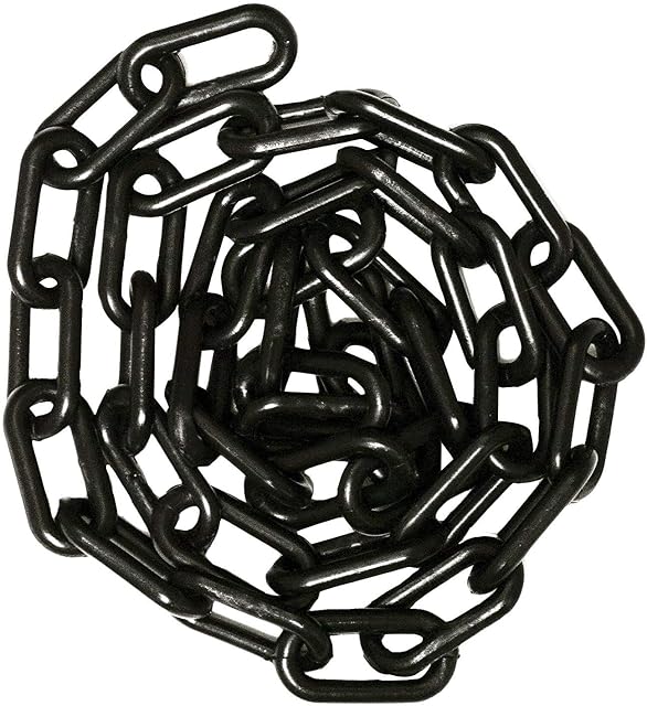 Warning ChainPlastic Warning Chain Warning Safety Parking Space Plastic Chain with 2 Plastic Hooks Link Repair for Crowd Control, Traffic, Queuing Line (Black, 6mm x 2m)