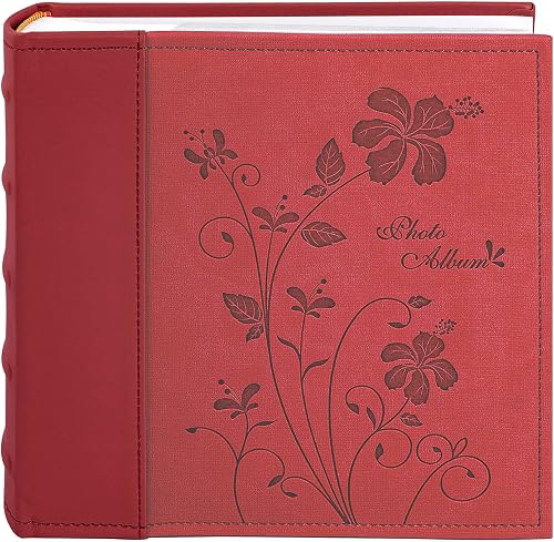 Golden State Art Photo Album, Holds 200 4"x6" Pictures, 2 Per Page, Faux Leather Vintage Inspired Cover, P52028-7 Marron