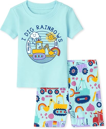 The Childrens Place Conjunto de pijama unisex de 2 piezas de algodón para bebés y niños pequeños